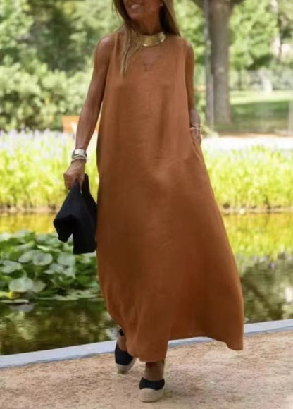 HANNELORE I ÄRMELLOSES MAXIKLEID MIT V-AUSSCHNITT