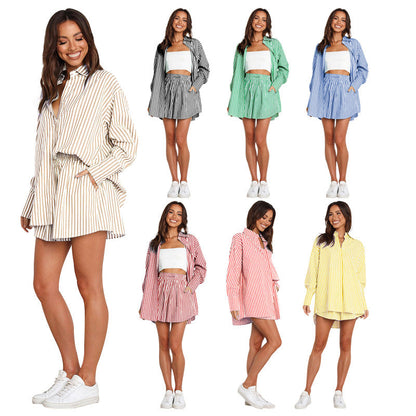 LOWENNA I BEQUEMES GESTREIFTES TOP & SHORTS-SET