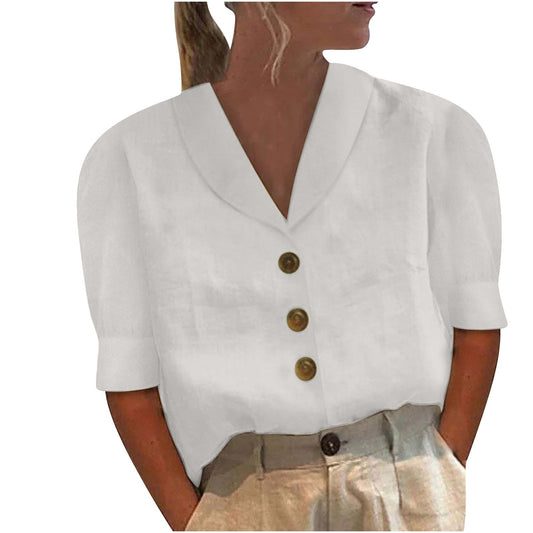 Lila | Retro-Chic Button-Up Blouse with Fastened Front