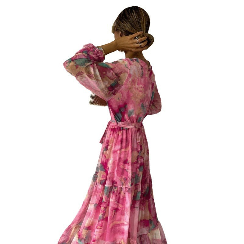 TRINITY I PLISSIERTES BOHO MAXIKLEID