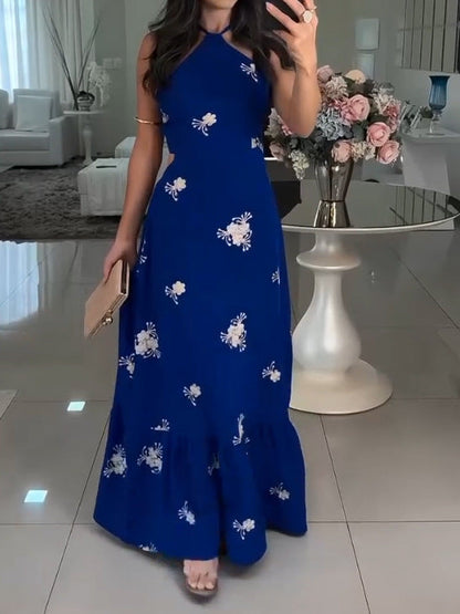 ANYA I MAXIKLEID MIT BLUMENSTICKEREI