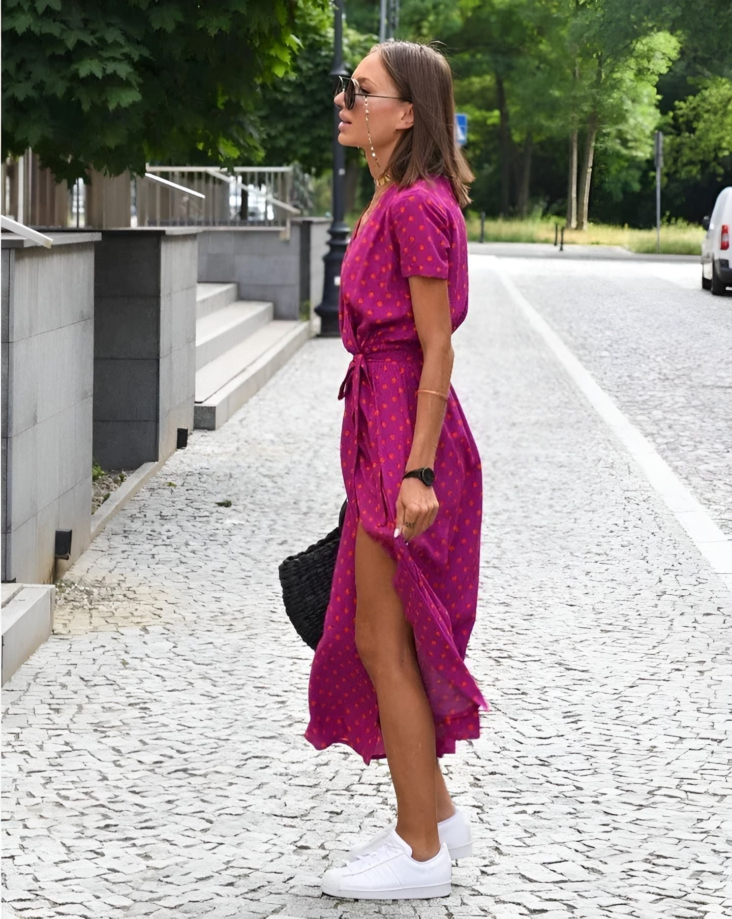 LEA I BEDRUCKTES KLEID MIT SCHLITZ