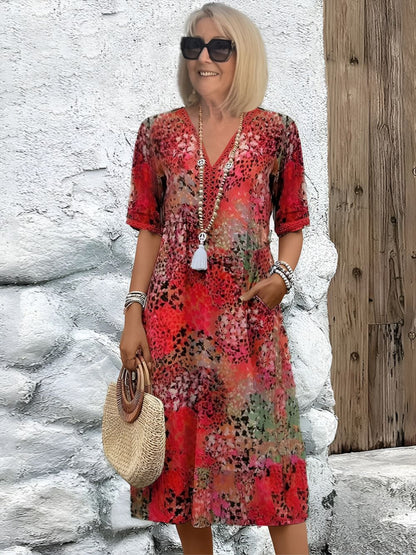 KARIN I RETRO-KLEID MIT V-AUSSCHNITT