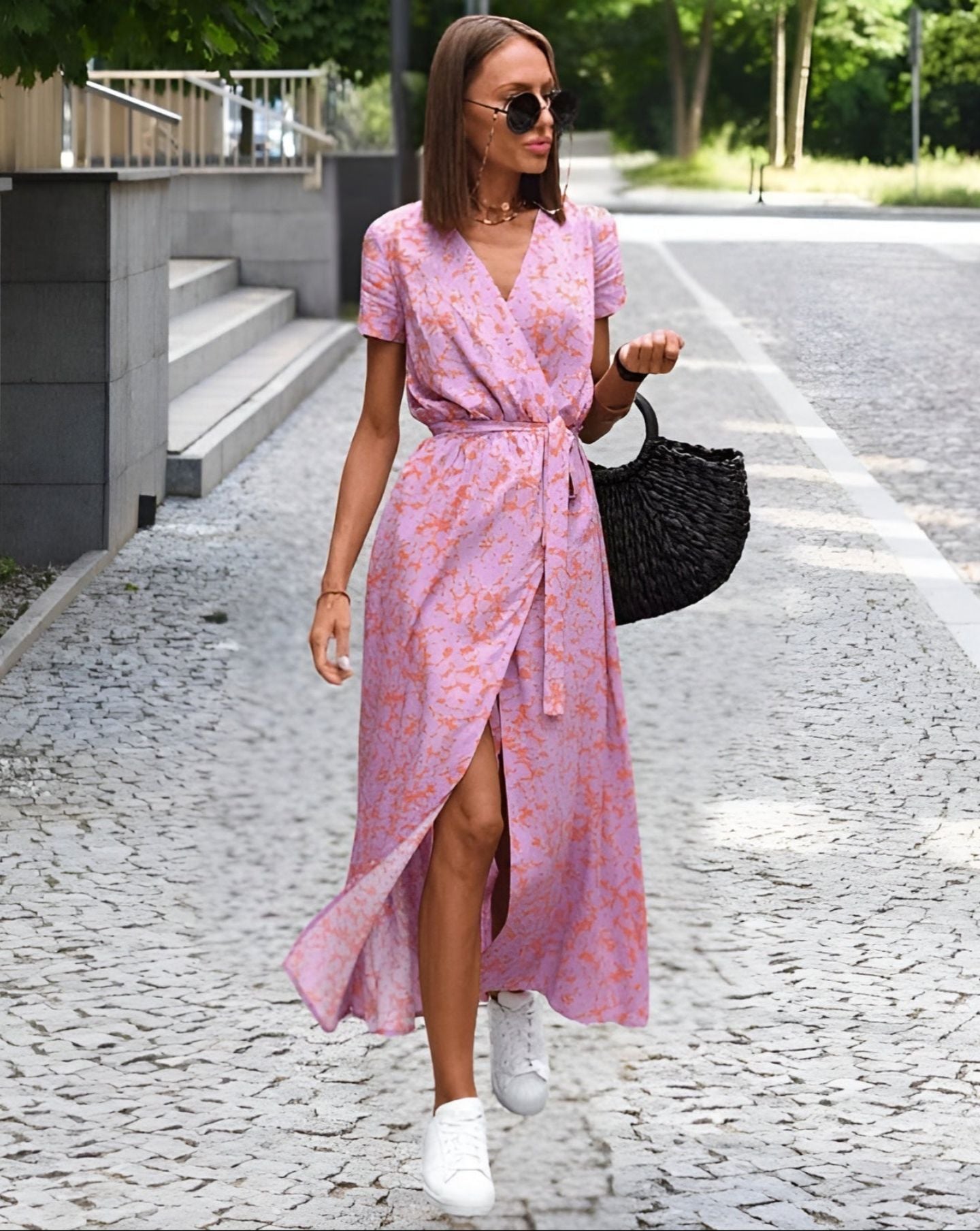 LEA I BEDRUCKTES KLEID MIT SCHLITZ