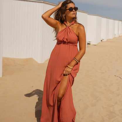 HELENE I STILVOLLES RÜCKENFREIES KLEID MIT SCHLITZ