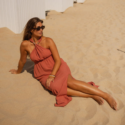 HELENE I STILVOLLES RÜCKENFREIES KLEID MIT SCHLITZ