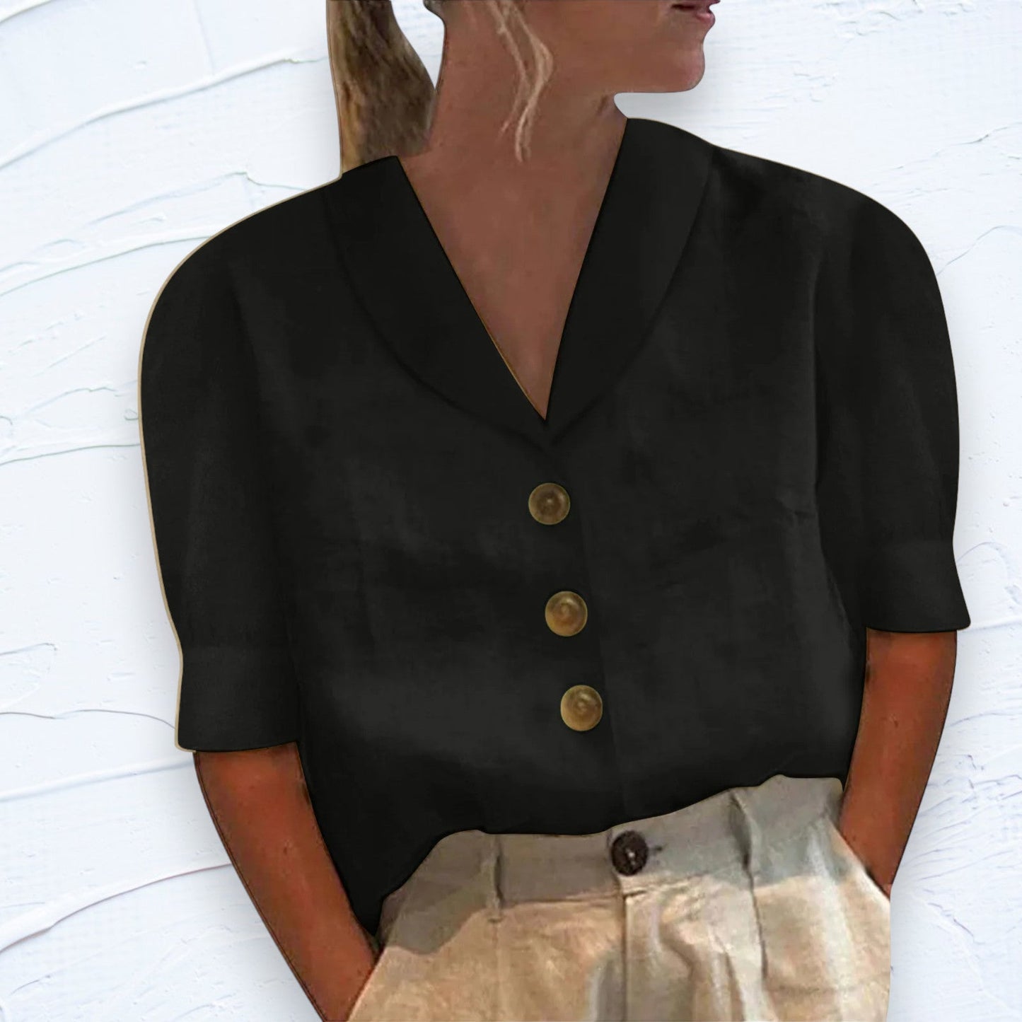 Lila | Retro-Chic Button-Up Blouse with Fastened Front