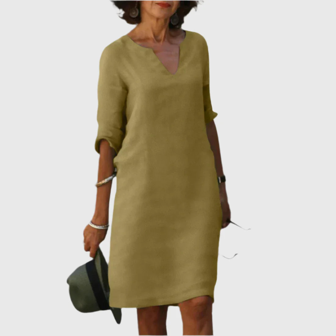 LISA I LEINENKLEID MIT V-AUSSCHNITT