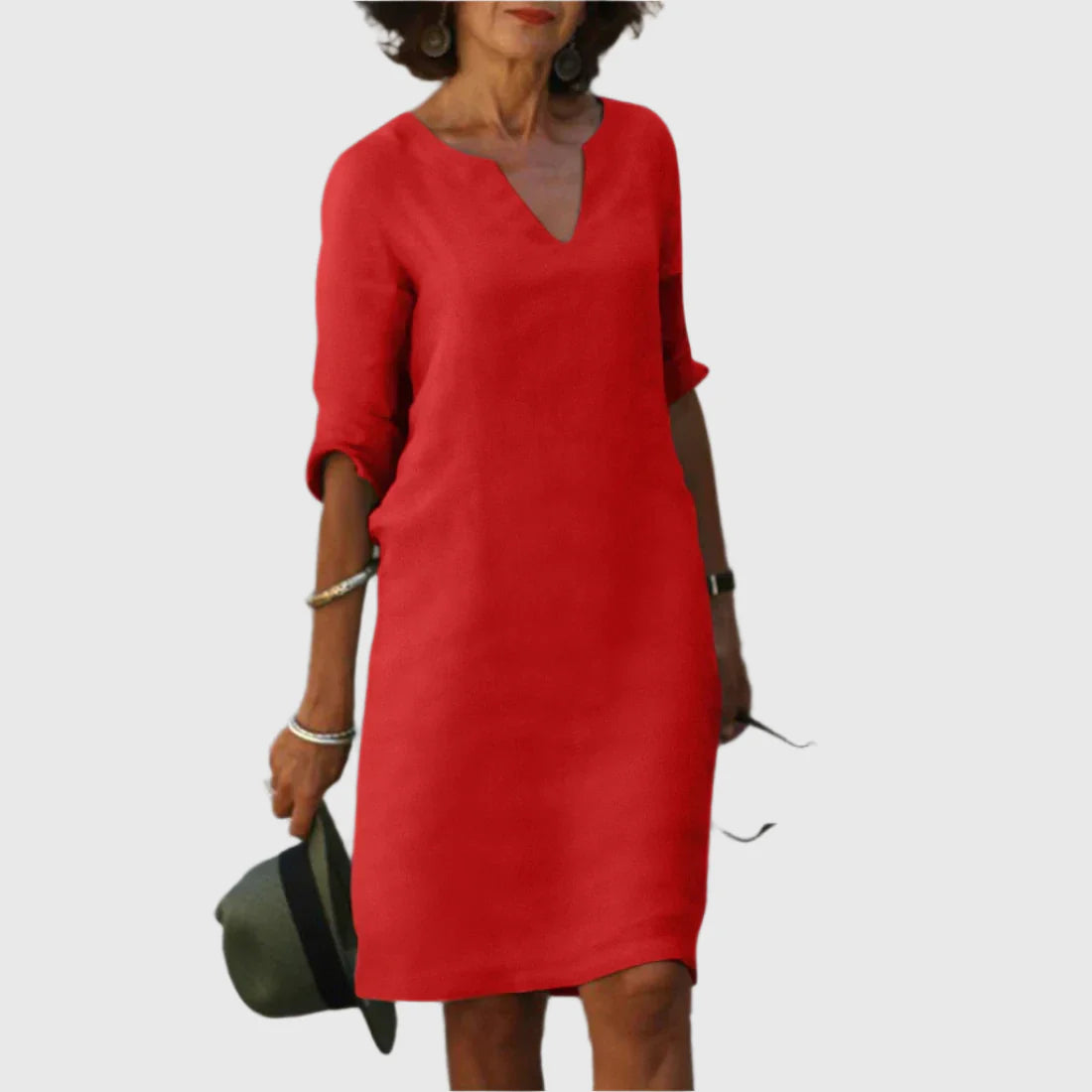 LISA I LEINENKLEID MIT V-AUSSCHNITT