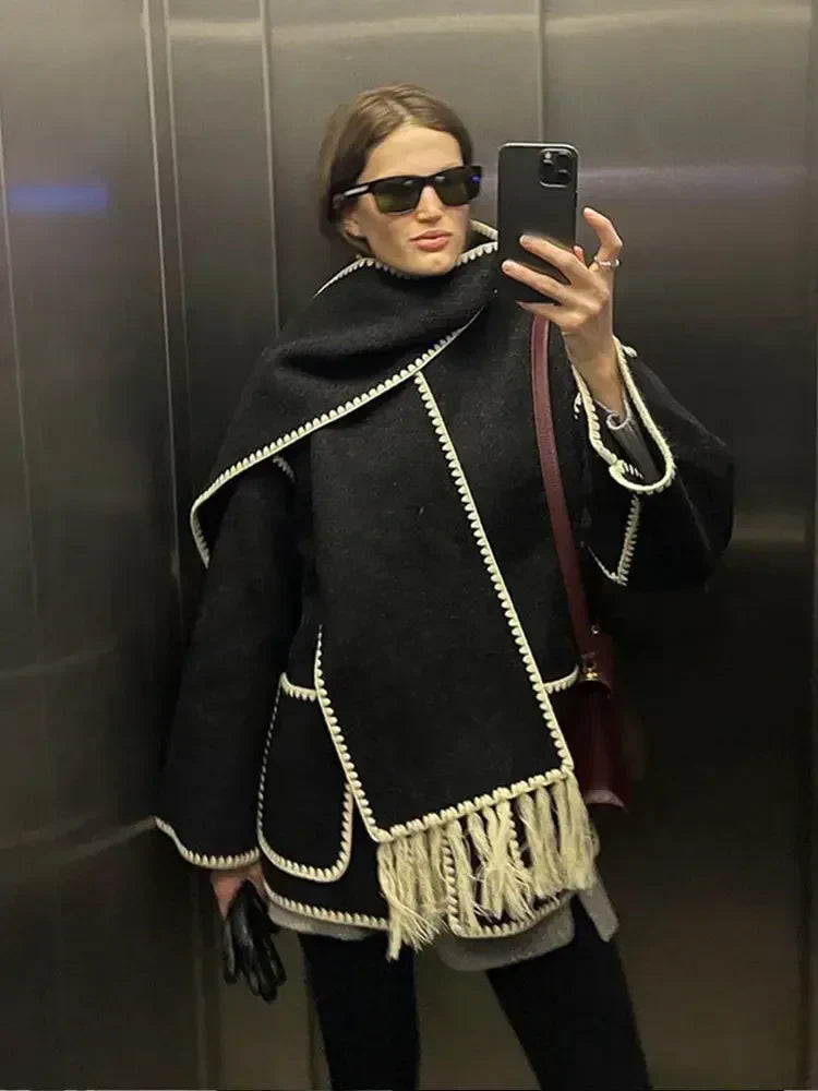 POZIE | Bohème-Mantel mit Schal