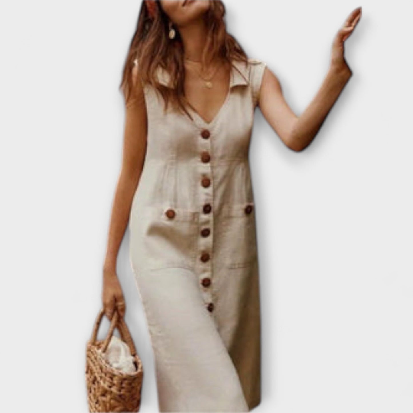 Noellea – A-Linien-Kleid mit Umlegekragen aus Leinenmix