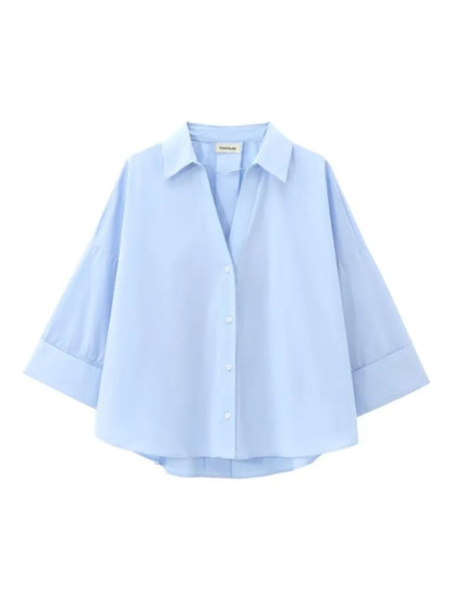 EUSEBIA I ELEGANTE V-AUSSCHNITT-BLUSE