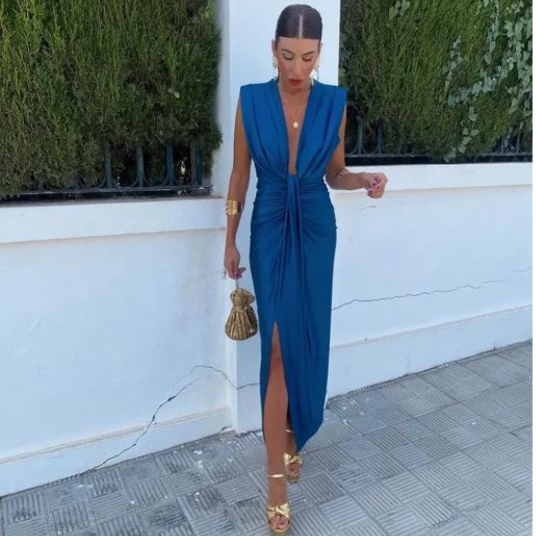 ROSALINE I MODERNES MIDIKLEID MIT SCHLITZ