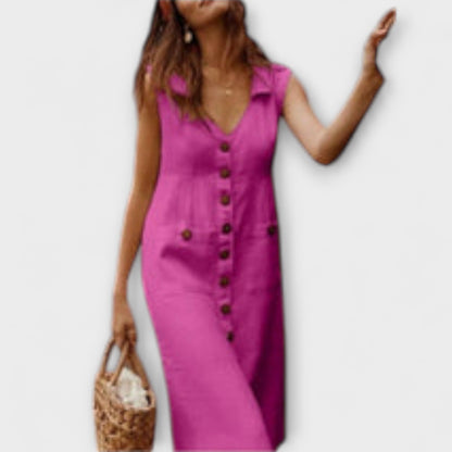 Noellea – A-Linien-Kleid mit Umlegekragen aus Leinenmix