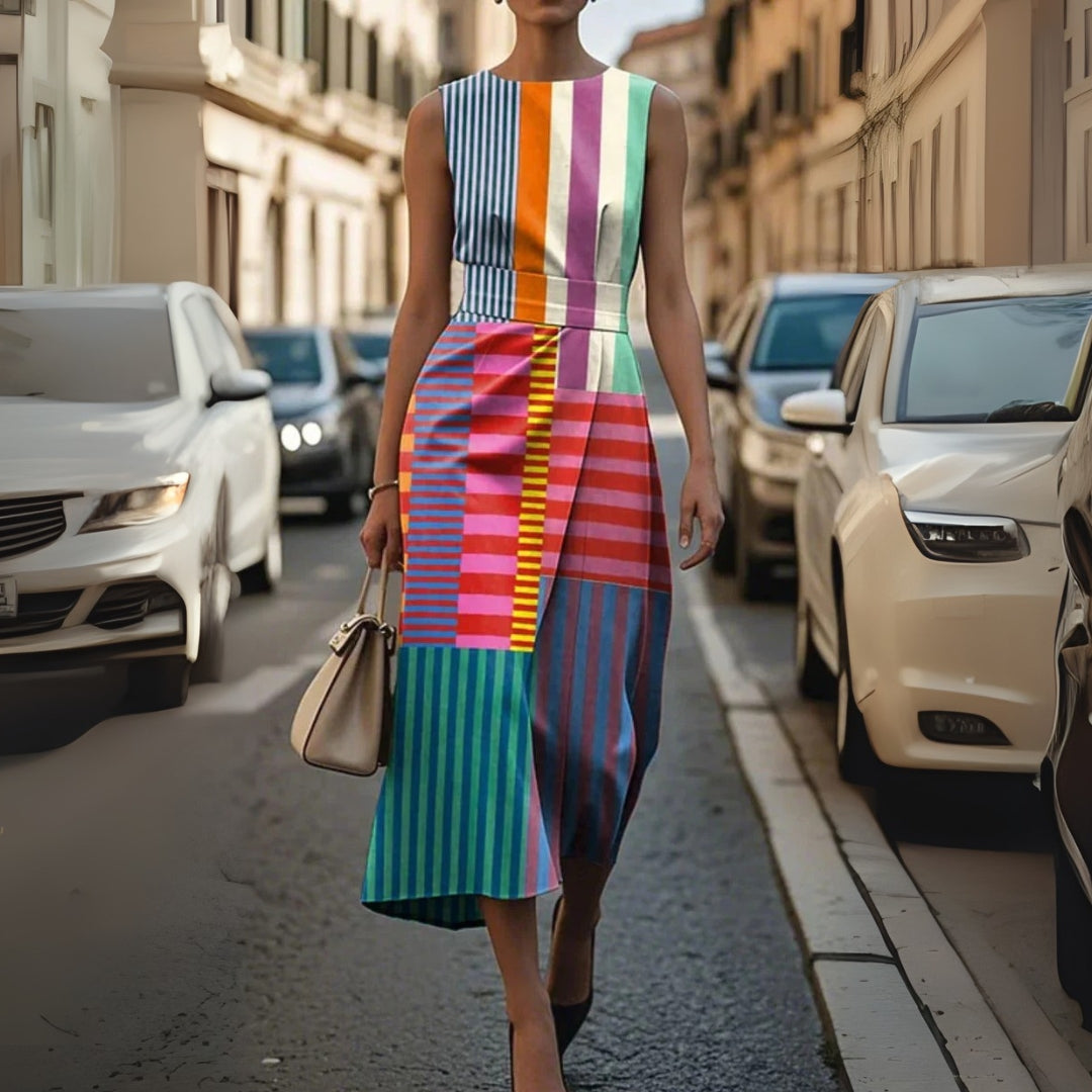 CELIN I ÄRMELLOSES KLEID MIT MUSTER