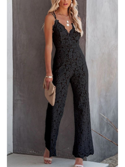 ISABRUN I SPITZEN-JUMPSUIT MIT V-AUSSCHNITT
