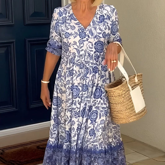 ARIA™ - Elegantes Blumenkleid mit V-Ausschnitt