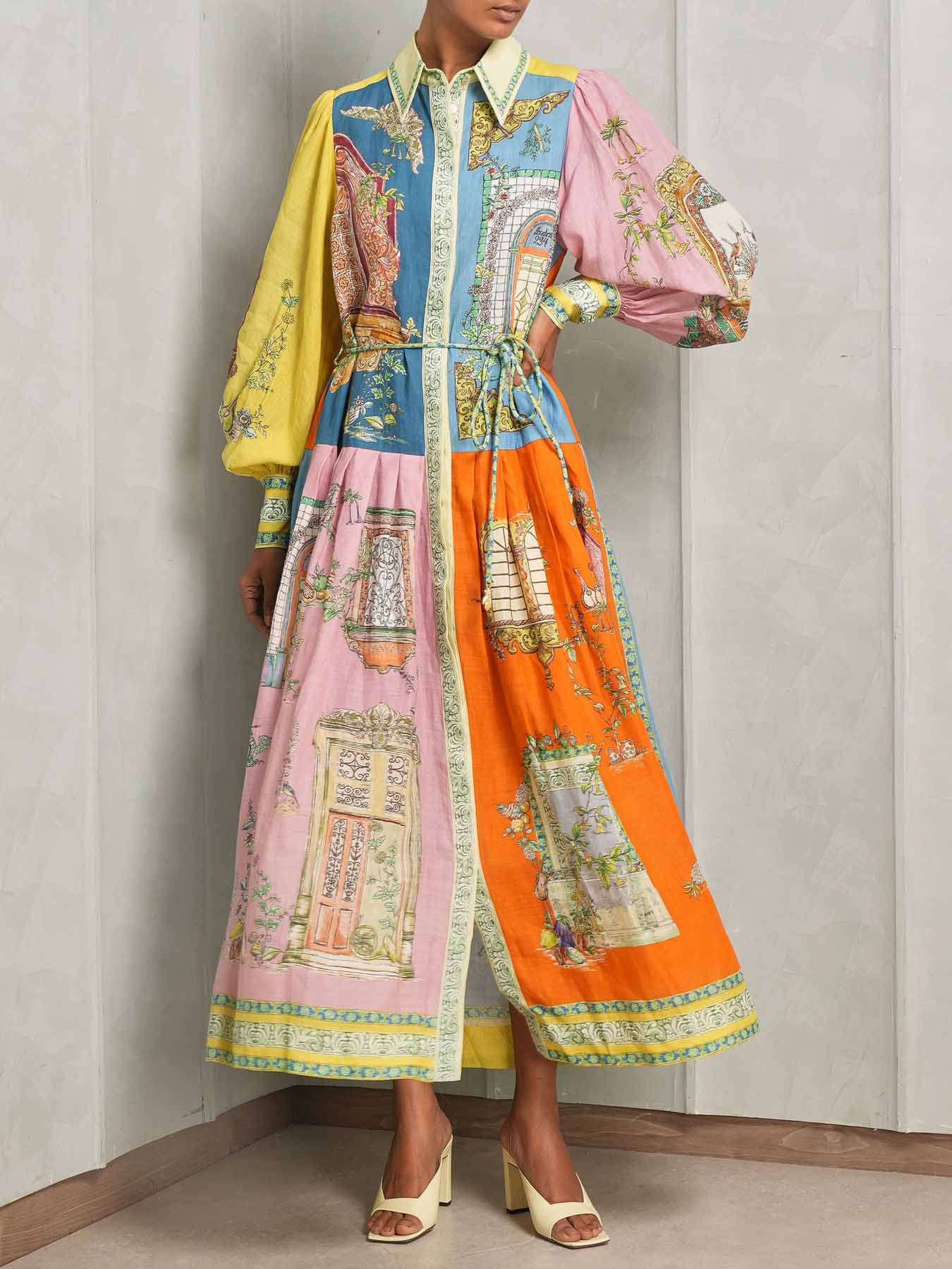 SYBYLLA I VIBRIERENDES LANGÄRMELIGES MIDIKLEID