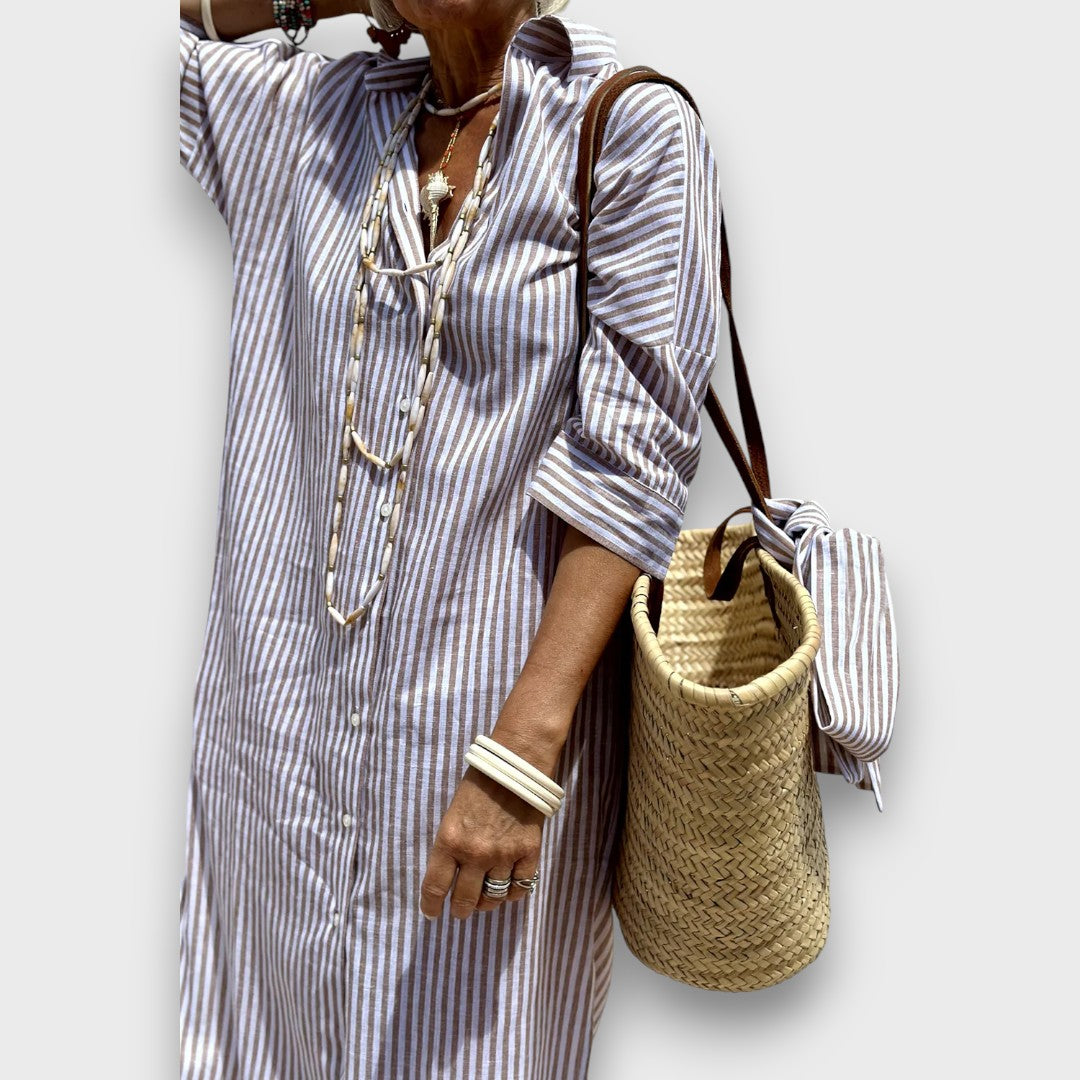 Luméra – Gestreiftes Hemdkleid mit Schlitz