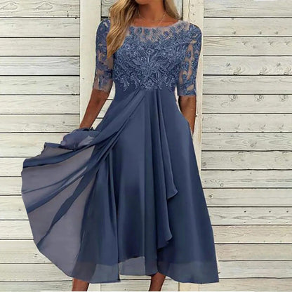 SANDRA I ELEGANTES MIDI-KLEID MIT SPITZE