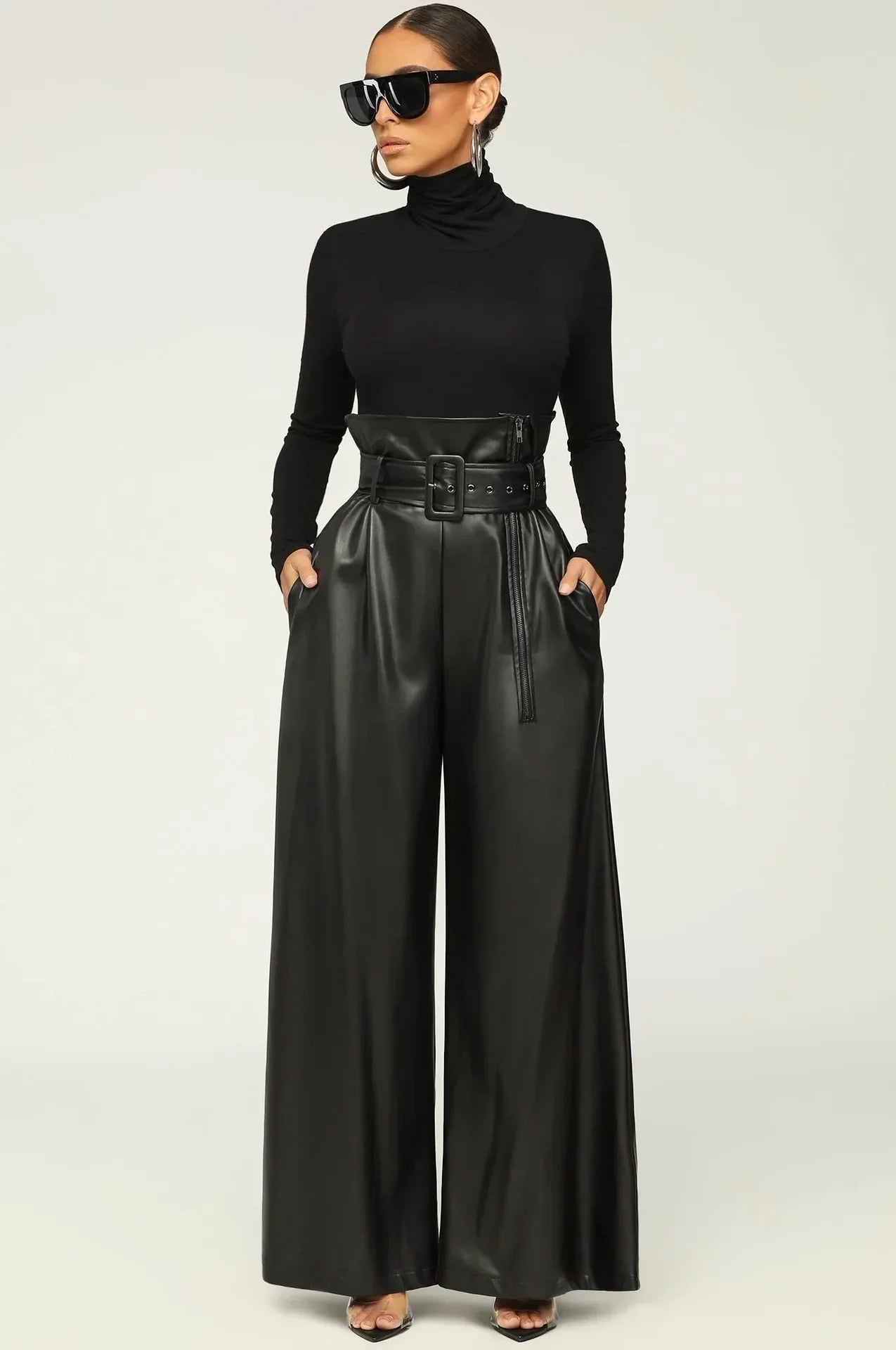 JOHANNA I KUNSTLEDERHOSE MIT HOHER TAILLE