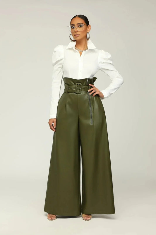 JOHANNA I KUNSTLEDERHOSE MIT HOHER TAILLE
