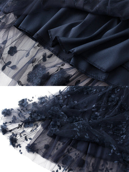 Netzrock mit Blumenstickerei