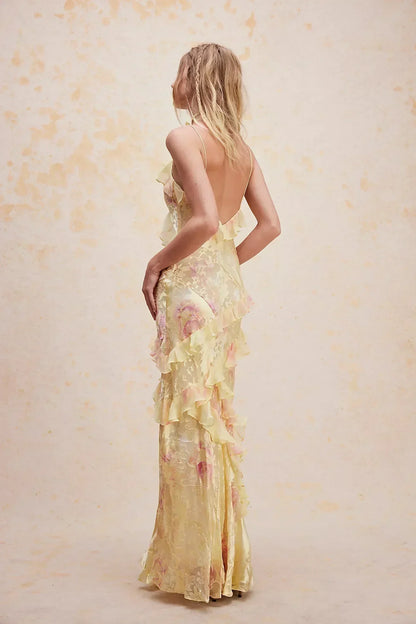 FALKHILD I MAXIKLEID MIT RÜSCHEN