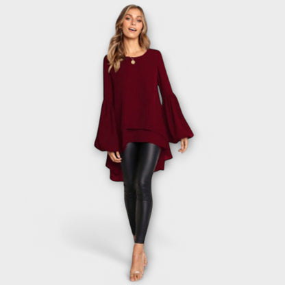 LENI I FRÜHLINGSBLUSE MIT RUNDHALSAUSSCHNITT