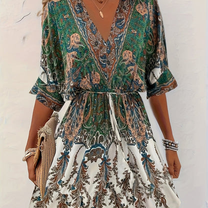 GODELIEVE I VINTAGE KLEID MIT V-AUSSCHNITT