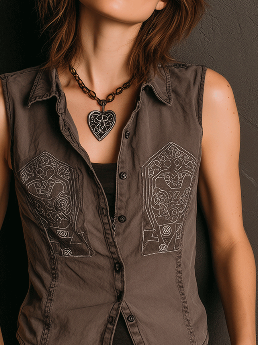 HELENE I VINTAGE WESTERN-WESTE MIT KNOPFLEISTE