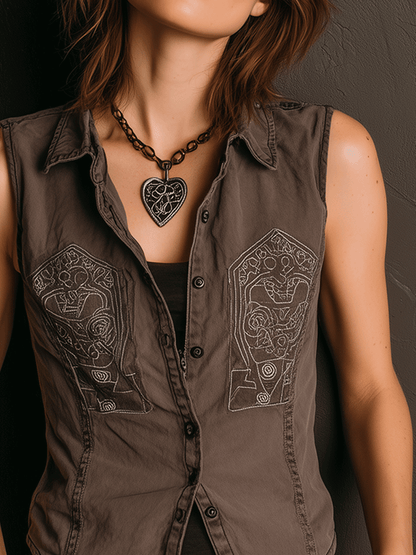 HELENE I VINTAGE WESTERN-WESTE MIT KNOPFLEISTE