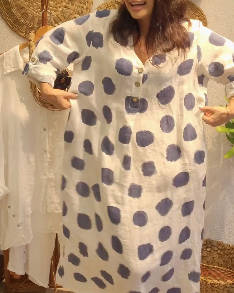 ALYSSA I LANGÄRMELIGES KLEID MIT TUPFEN