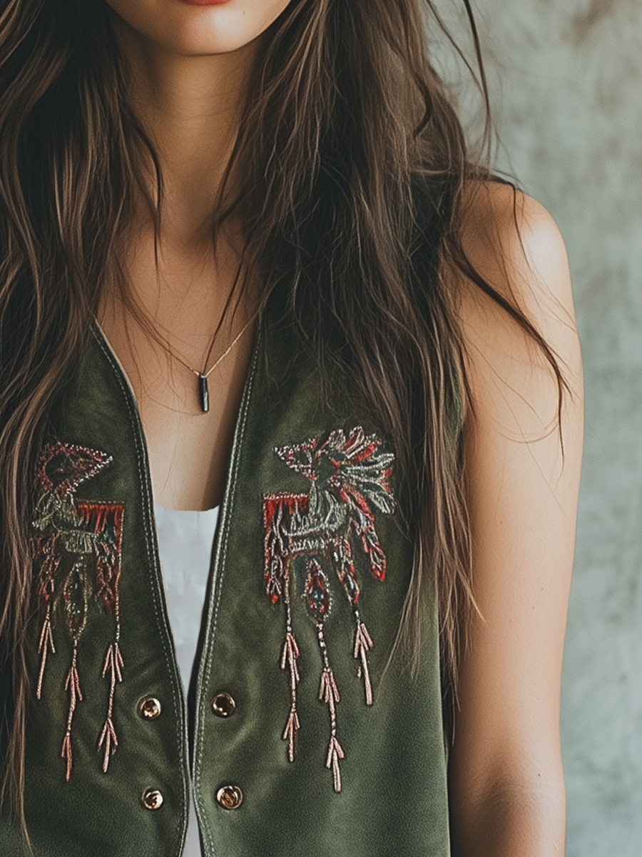 GERLINDE I BOHO WESTE AUS WILDLEDER