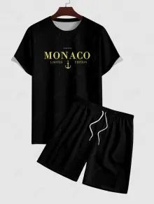 Das Sutton Marlowe – Monaco Yacht Club T-Shirt & Shorts mit Kordelzug in Weiß