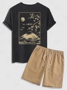 The Jasper Reed – Cherry Blossom Graphic Tee & Casual Shorts in Tiefblau