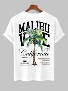 Die Hudson Wells – Coconut Tree Sunrise T-Shirt & Schlichte Freizeitshorts in Blau