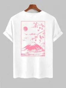 The Jasper Reed – Cherry Blossom Graphic Tee & Casual Shorts in Tiefblau