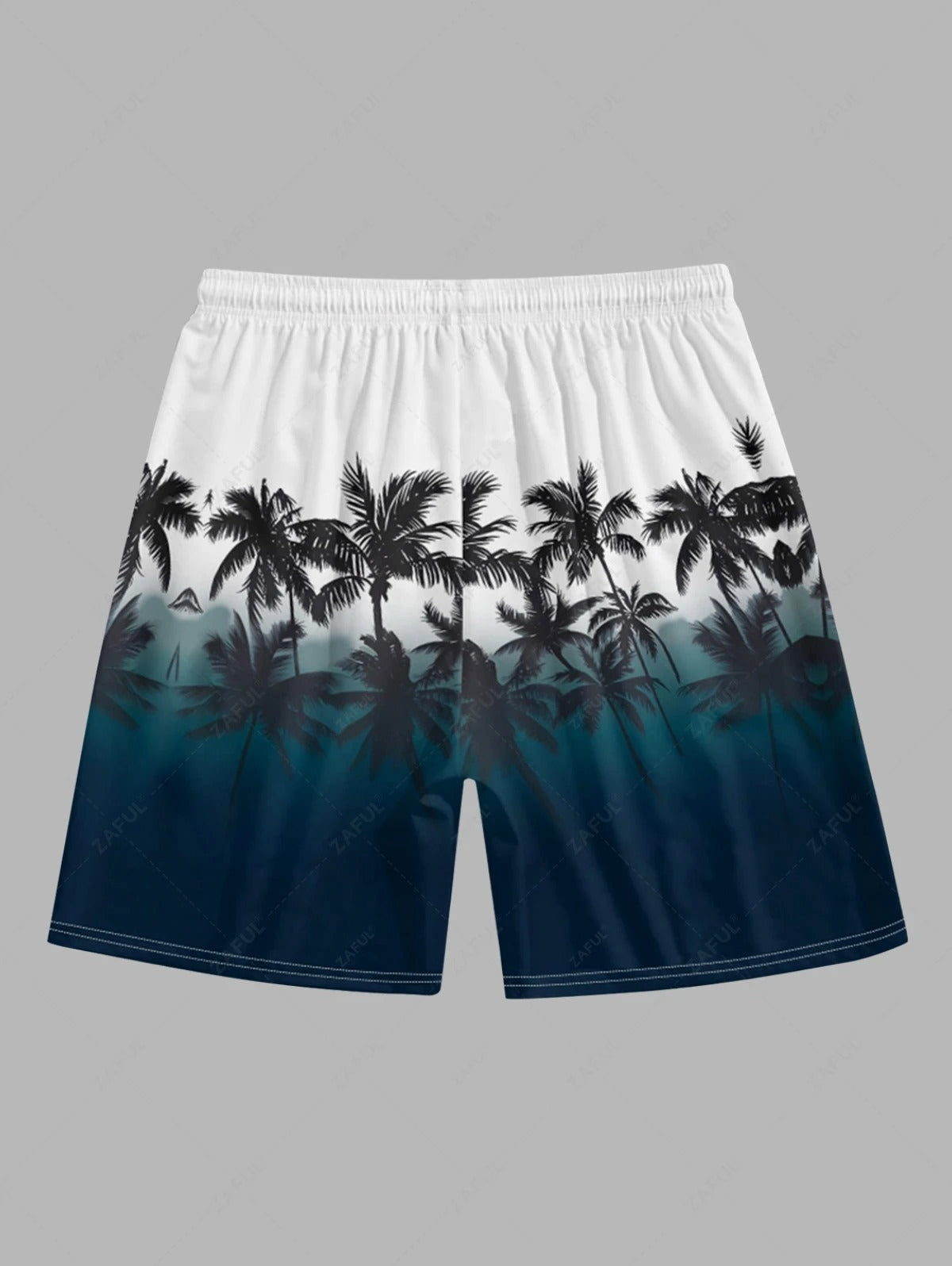 Das Camden Locke – Ombre-Hemd mit Kokosnussbaum & Shorts mit Kordelzug in Weiß