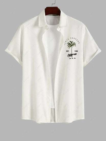 Die Hudson Wells – Coconut Tree Sunrise T-Shirt & Schlichte Freizeitshorts in Blau