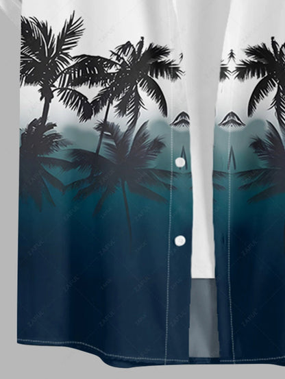 Das Camden Locke – Ombre-Hemd mit Kokosnussbaum & Shorts mit Kordelzug in Weiß