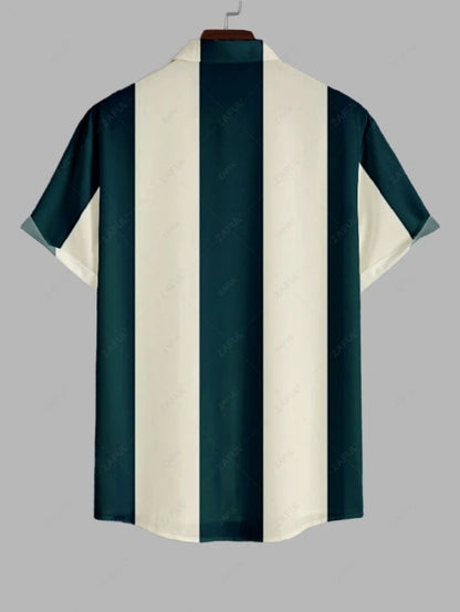 Das Roberto Russo – Hemd mit vertikalen Streifen & gerade geschnittene Hose Set