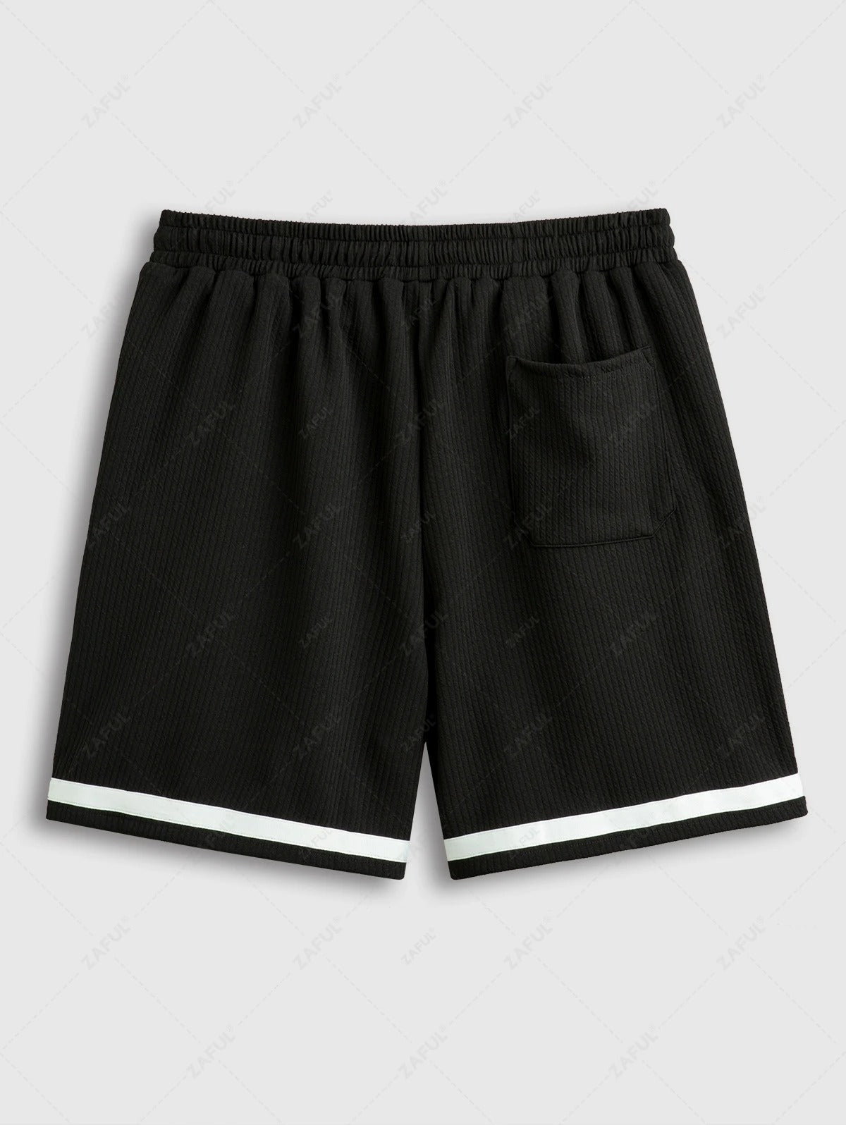 Die Mercer Ellison – Jacquard Patch T-Shirt & Shorts mit Kordelzug in Schwarz