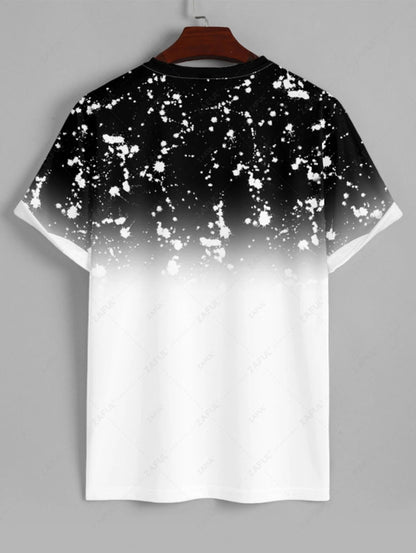 Die Castell & Co. – Ace Print Ombre T-Shirt & Shorts mit Kordelzug in Weiß