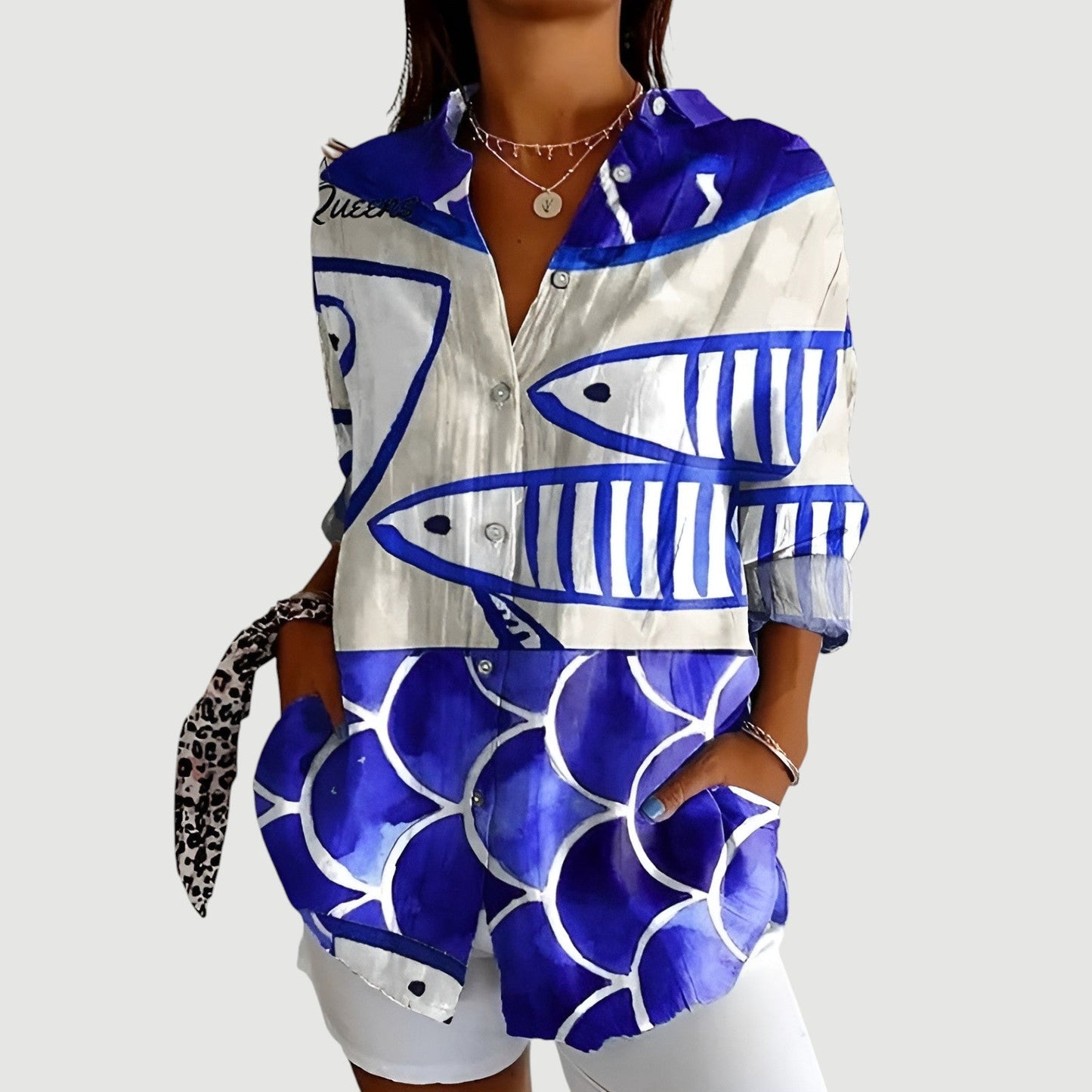 MARY I BLUSE MIT FISCHMOTIV