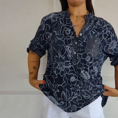Lydia | Floral Blouse with V-Neckline