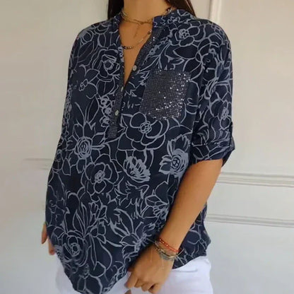 Lydia | Floral Blouse with V-Neckline