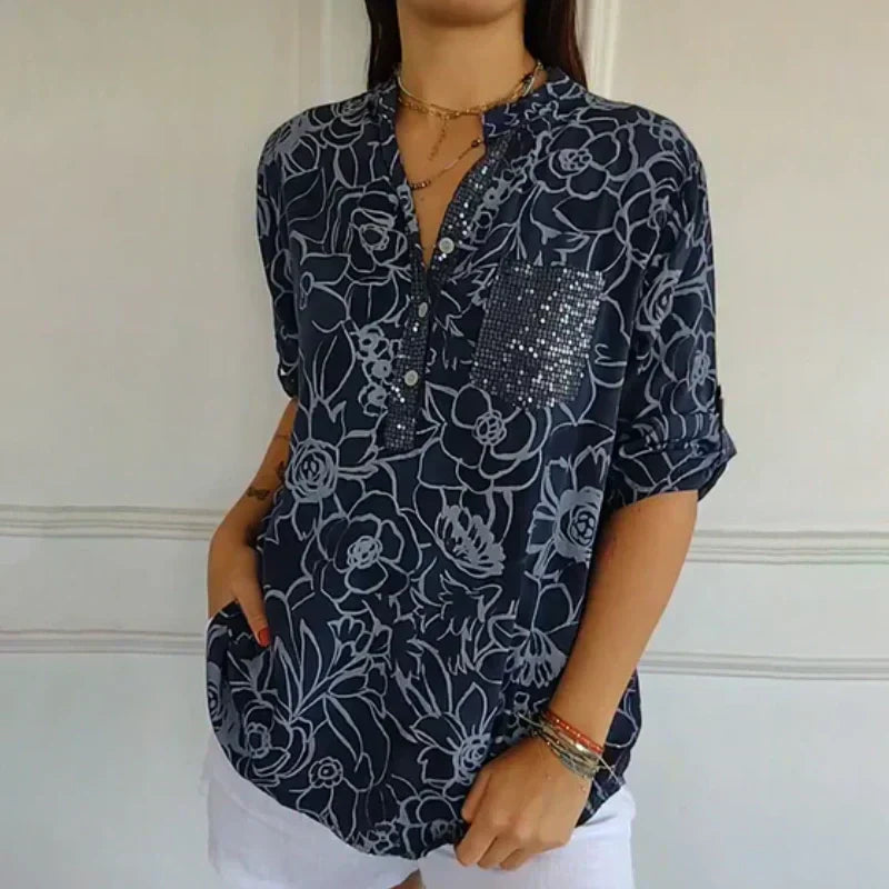 Lydia | Floral Blouse with V-Neckline