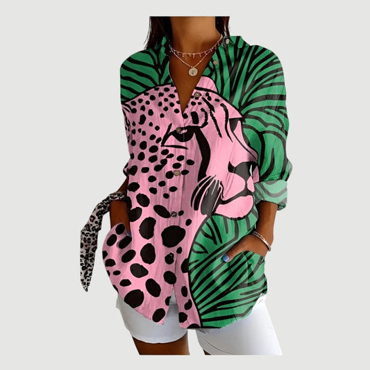 VERA I LANGARMHEMD MIT GEPARDENMUSTER