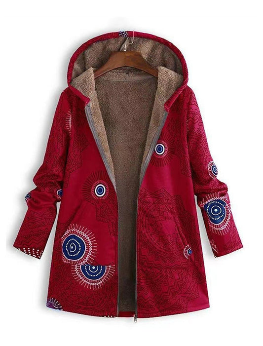 ANGELA I FLEECE-FUTTER-MANTEL MIT KAPUZE